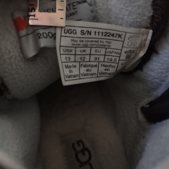 UGG Turlock Leather Winter Boots Shearling Insulated Brown Children's Sz 13 EX! - Picture 9 of 12